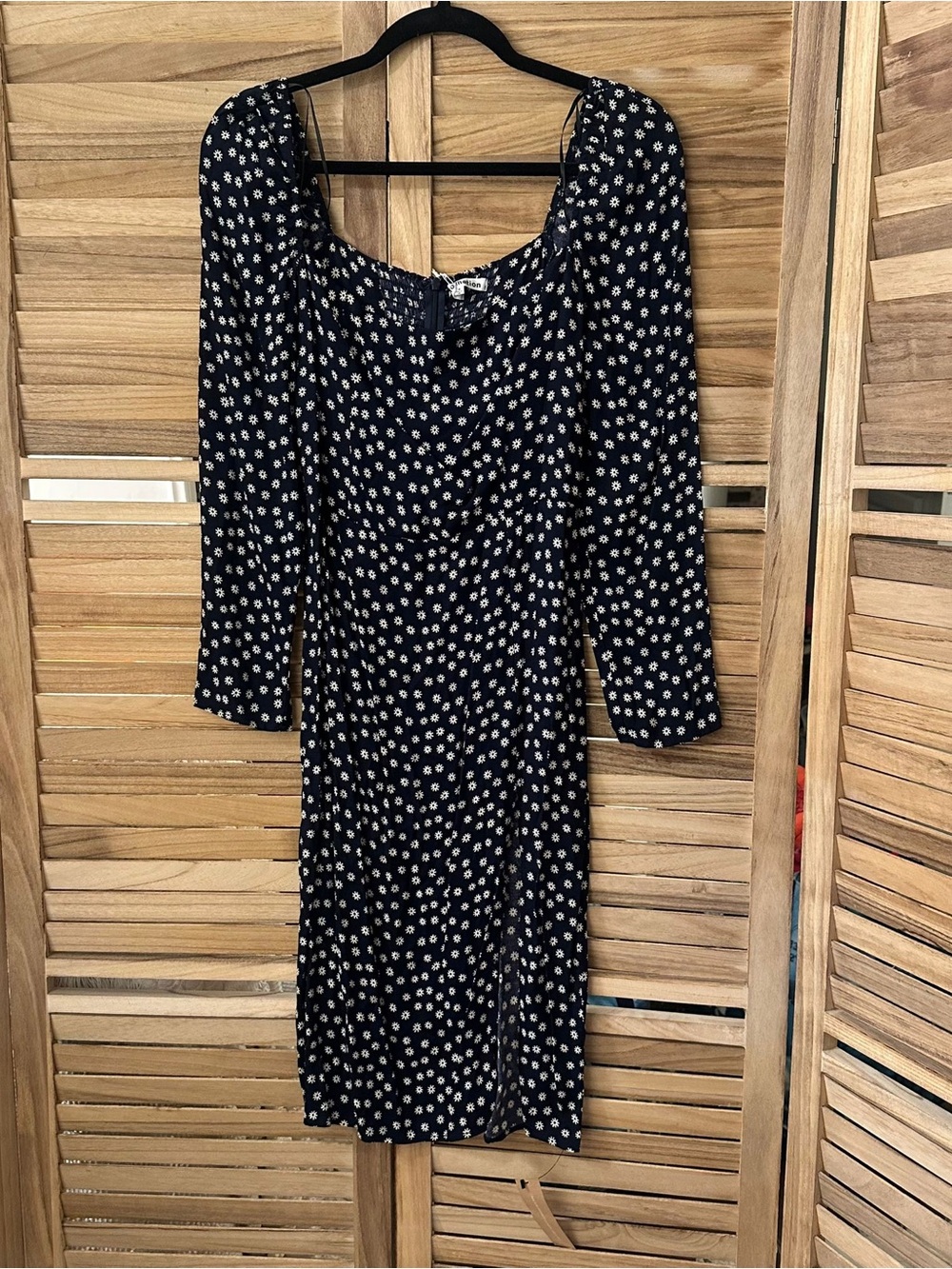 Reformation Peyton Midi Slit Dress in Flores Navy Floral Print 4 NWT - Picture 2 of 5